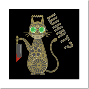 What Steampunk Killer Murder Cat with Knife and Hannibal Mask Posters and Art